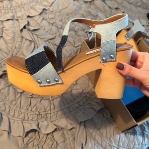 Steven madden blue Jean heel wedge style